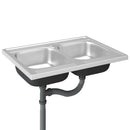 køkkenvask med 2 bassiner 800x600x155 mm rustfrit stål sølv