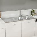 køkkenvask med 2 bassiner 1200x500x155 mm rustfrit stål sølv