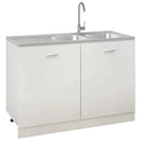 køkkenvask med 2 bassiner 1200x500x155 mm rustfrit stål sølv