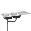 køkkenvask med 2 bassiner 1200x500x155 mm rustfrit stål sølv