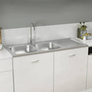 køkkenvask med 2 bassiner 1200x500x155 mm rustfrit stål sølv