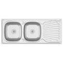 køkkenvask med 2 bassiner 1200x600x155 mm rustfrit stål sølv