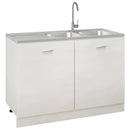 køkkenvask med 2 bassiner 1200x600x155 mm rustfrit stål sølv
