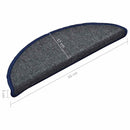 trappemåtter 15 stk. 56x17x3 cm mørkegrå og blå halvrunde