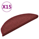 trappemåtter 15 stk. 56x17x3 cm bordeaux halvrund