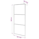 brusevæg med halvt matteret ESG-glas 80x195 cm