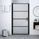brusedør 81x195 cm matteret hærdet glas sort