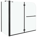 foldbar brusevæg 120x68x130 cm sikkerhedsglas sort