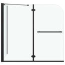foldbar brusevæg 120x68x130 cm sikkerhedsglas sort