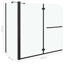 foldbar brusevæg 120x68x130 cm sikkerhedsglas sort
