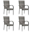 havestole 4 stk. stabelbare polyrattan grå