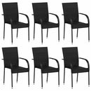 havestole 6 stk. stabelbare polyrattan sort