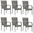 havestole 6 stk. stabelbare polyrattan grå