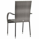 havestole 6 stk. stabelbare polyrattan grå
