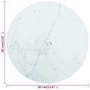 bordplade Ø30x0,8 cm hærdet glas med marmordesign hvid