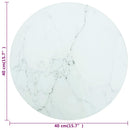 bordplade Ø40x0,8 cm hærdet glas med marmordesign hvid