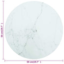 bordplade Ø50x0,8 cm hærdet glas med marmordesign hvid