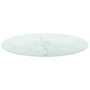 bordplade Ø60x0,8 cm hærdet glas med marmordesign hvid