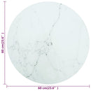 bordplade Ø60x0,8 cm hærdet glas med marmordesign hvid