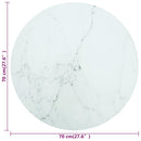 bordplade Ø70x0,8 cm hærdet glas med marmordesign hvid