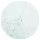 bordplade Ø80x1 cm hærdet glas med marmordesign hvid