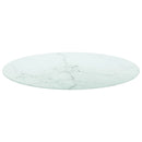 bordplade Ø80x1 cm hærdet glas med marmordesign hvid