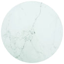 bordplade Ø90x1 cm hærdet glas med marmordesign hvid