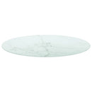 bordplade Ø90x1 cm hærdet glas med marmordesign hvid