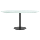 bordplade Ø90x1 cm hærdet glas med marmordesign hvid