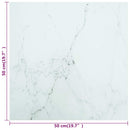 bordplade 50x50 cm 6 mm hærdet glas med marmordesign hvid