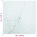 bordplade 80x80 cm 6 mm hærdet glas med marmordesign hvid