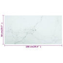 bordplade 100x50 cm 6 mm hærdet glas med marmordesign hvid