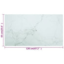 bordplade 120x65 cm 8 mm hærdet glas med marmordesign hvid