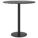 bordplade Ø40x0,8 cm hærdet glas med marmordesign sort