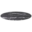bordplade Ø70x0,8 cm hærdet glas med marmordesign sort