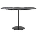 bordplade Ø70x0,8 cm hærdet glas med marmordesign sort