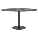 bordplade Ø80x1 cm hærdet glas med marmordesign sort