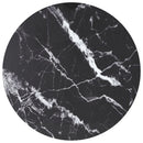 bordplade Ø90x1 cm hærdet glas med marmordesign sort