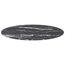 bordplade Ø90x1 cm hærdet glas med marmordesign sort