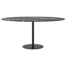 bordplade Ø90x1 cm hærdet glas med marmordesign sort
