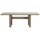 havebord 200x100x74 cm glas og polyrattan brun
