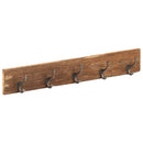 knagerække med 5 knager 100x2,5x15 cm massivt genbrugstræ