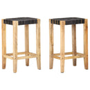 barstole 2 stk. 75 cm ægte skind sort