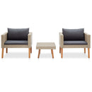 haveloungesæt 3 dele med hynder polyrattan beige