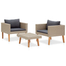 haveloungesæt 3 dele med hynder polyrattan beige