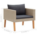 haveloungesæt 3 dele med hynder polyrattan beige