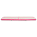 oppustelig gymnastikmåtte med pumpe 800x100x20 cm PVC lyserød