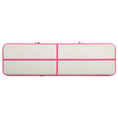 oppustelig gymnastikmåtte med pumpe 800x100x20 cm PVC lyserød