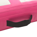 oppustelig gymnastikmåtte med pumpe 800x100x20 cm PVC lyserød