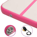 oppustelig gymnastikmåtte med pumpe 800x100x20 cm PVC lyserød